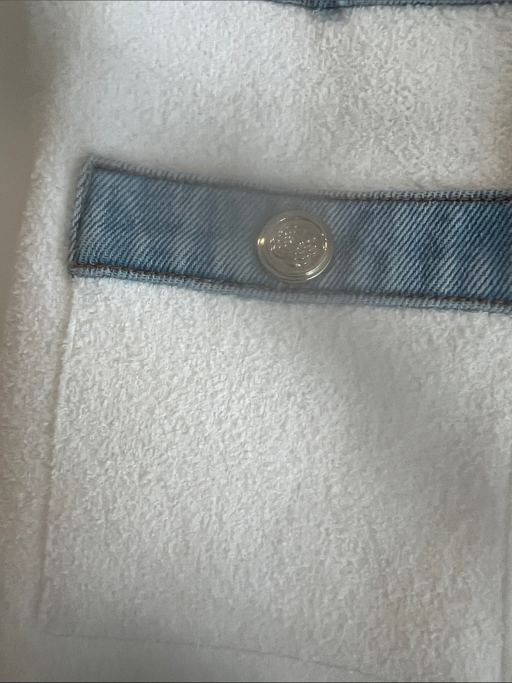 Maje Cream Shorts with Light Blue Trim - Picture 5 of 7